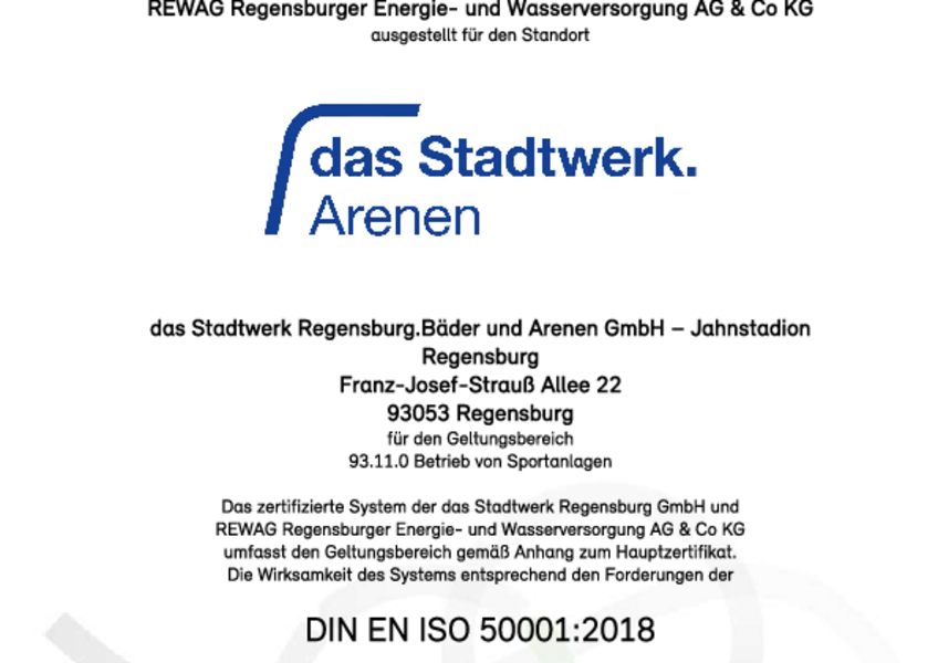Zertifikat Energiemanagement nach DIN EN ISO 50001:2018