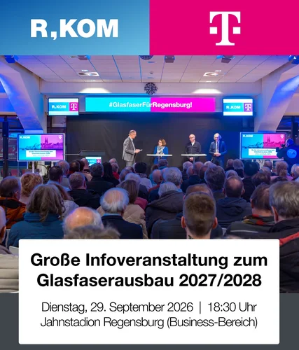 Das Bild zeigt Vertreter von R-KOM und Telekom bei der Infoveranstaltung.