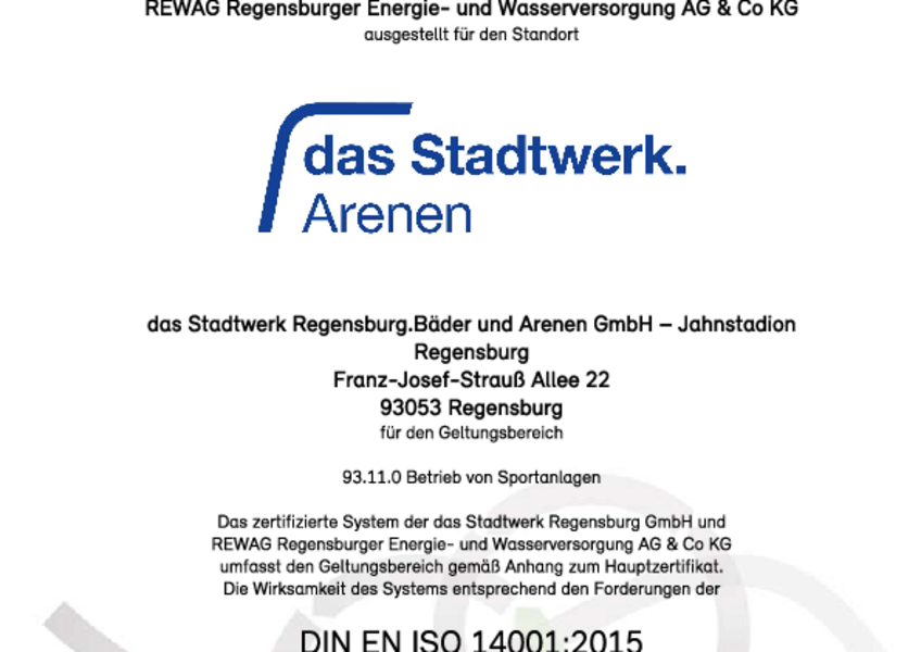 Zertifikat Umweltmanagement nach DIN EN ISO 14001:2015