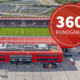 Man sieht eine Luftaufnahme des gesamten Jahnstadions sowie einen roten Kreis mit der Schrift 360 Grad Rundgang.