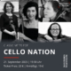 Man sieht einzelne schwarz-weiß Fotos von drei Frauen und einem Mann als Veranstaltungsankündigung von "Cello Nation".