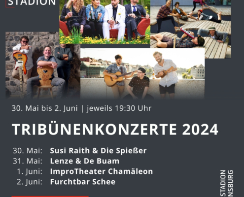 Man sieht eine Übersicht für verschiedene Tribünenkonzerte im Jahr 2024.